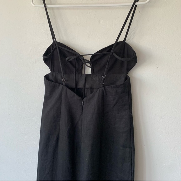 NWT Reformation Malibu Linen Bustier Open Tie Back Slit Maxi Dress - Picture 14 of 15